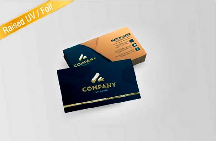 Luxury Business Cards - Gloss Lamination + Foil / Raised Spot UV